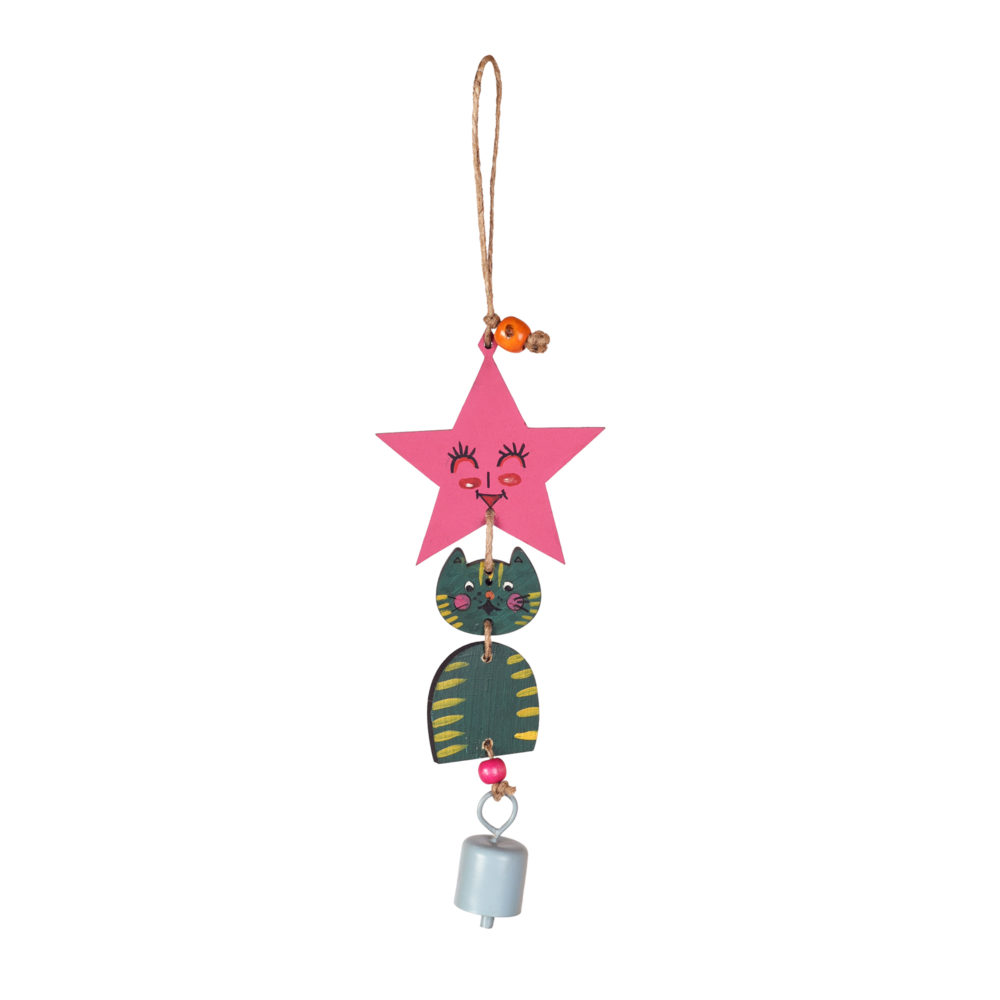 Moorni Green Kitty Wind Chime (12x3)