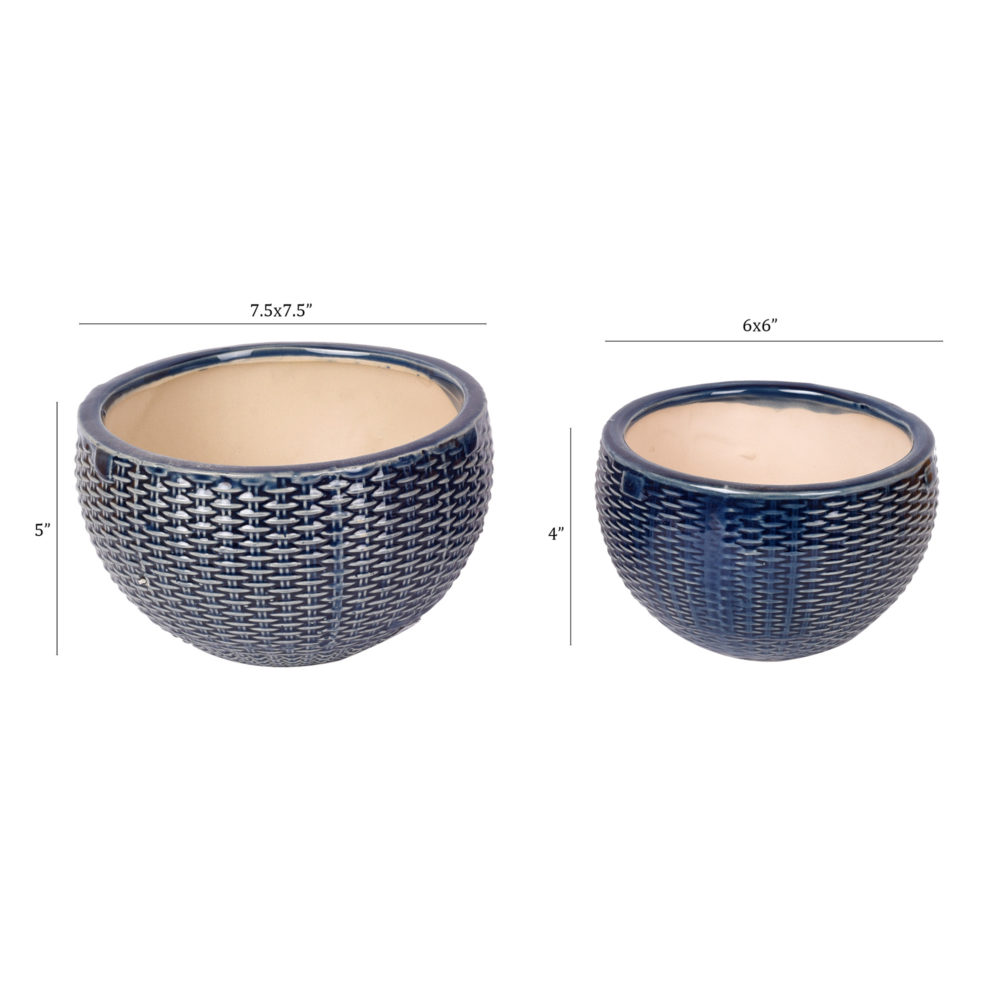 Moorni Blue Weave Planters Set of 2