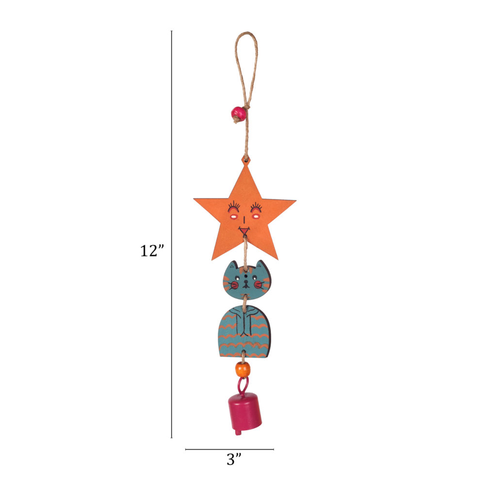 Moorni Turquoise Kitty Wind Chime (12x3)