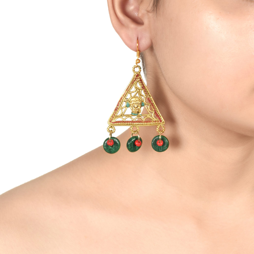 Moorni The Trinity Handcrafted Tribal Dhokra Earrings