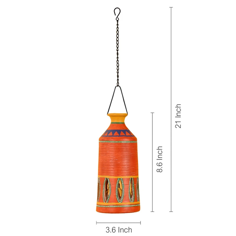 Moorni Roma-A Terracotta Pendant Lamp In Gilded Orange