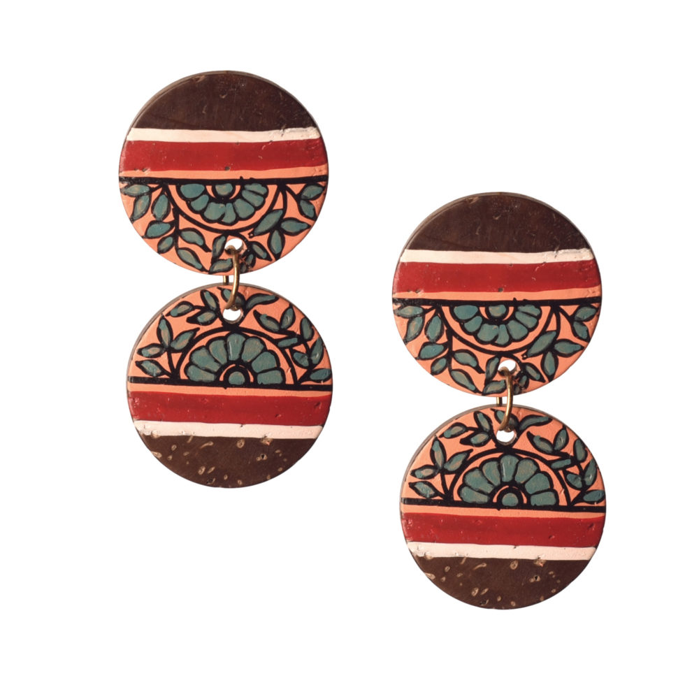 Moorni Floral Drops Handcrafted Tribal Wooden Earrings