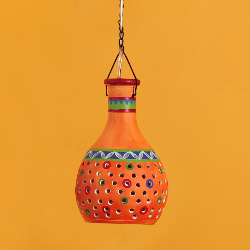 Moorni Ruso-E Terracotta Pendant Lamp in Gilded Orange