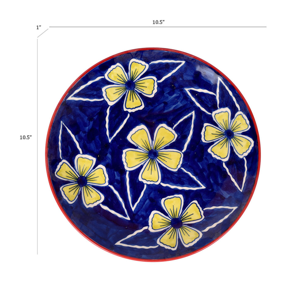 Moorni Flowers of Ecstasy Dinner Plates Set of 4, Azure