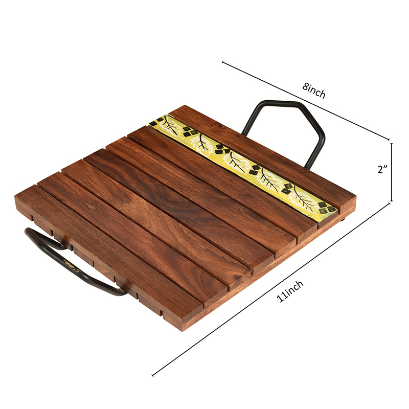 Moorni â€˜Leaf of Natureâ€™ Snack Tray in Rosewood - (11x8x2 in)