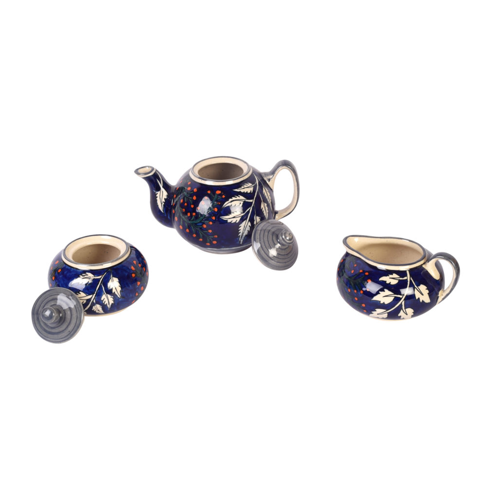 Moorni Blooming Leaves Tea Set w/Cups, Saucer & Creamer